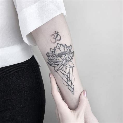 Lotus And Ohm Tattoo By Nastyafox Nastyafox Anastasiaslutskaya Fineline Linework