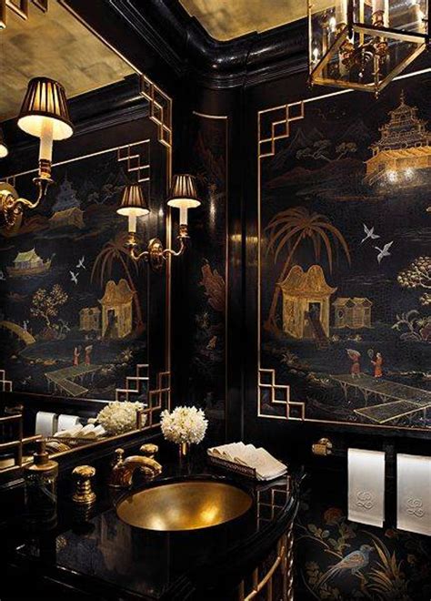 Powder Room With Chinoiserie Walls Scott Snyder Laurel Home
