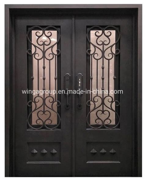 Luxury Exterior Main Entry Wrought Iron Design Security Steel Door