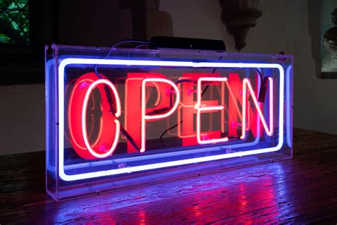 Vintage Neon Open Shop Sign From 1970s Pointers Antiques