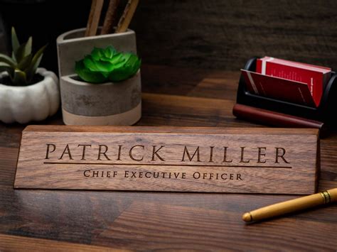 Wood Name Plate 1175 Inches Engraved Executive Desk Sign Etsy In