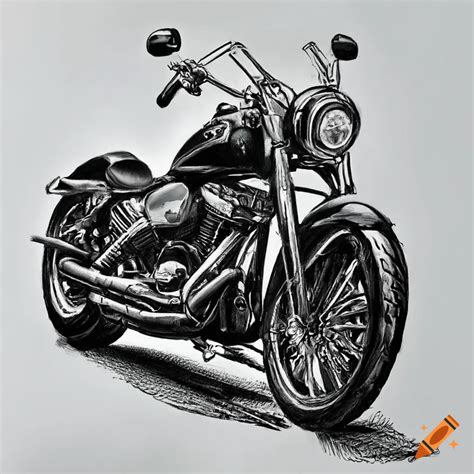 Realistic Pencil Drawing Of A Harley Davidson Motorcycle