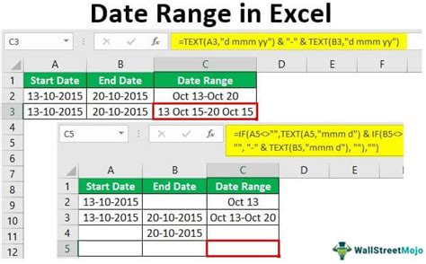 Date Range In Excel How To Use Formula For Start And End Date