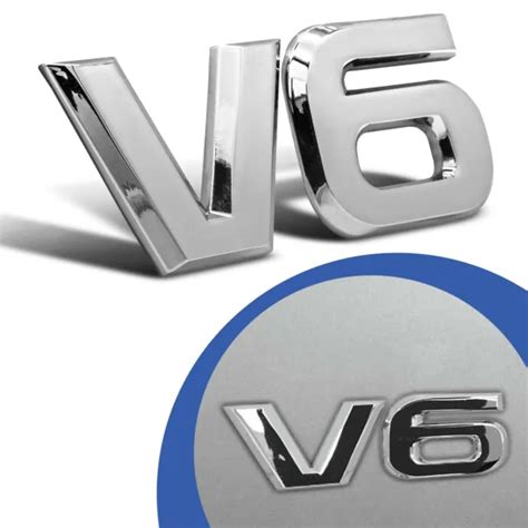 V6 Emblem Character Chrome Lettering 3d Logo Car Sticker Tuning Sticker