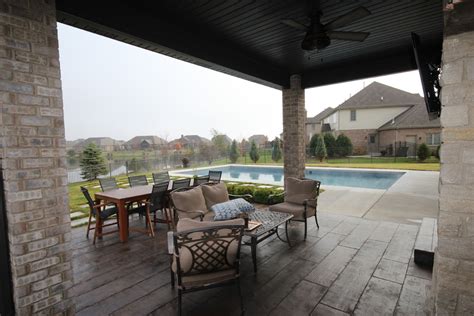 18' x 36' rectangle vinyl pool with fire pit and full end steps. 18 x 36 Rectangle with CoverStar Automatic Pool Cover ...