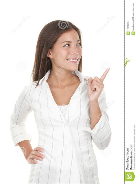 Woman Pointing And Looking To The Side Stock Image Image Of Isolated