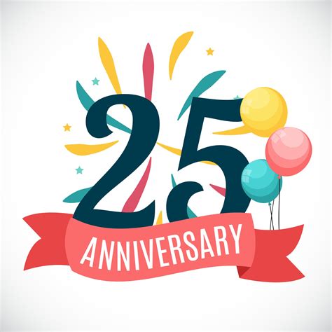 Anniversary 25 Years Template With Ribbon Vector Illustration 2478598