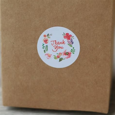 100pcslot Thank You Small Freshness Flower Printing Sealing Label