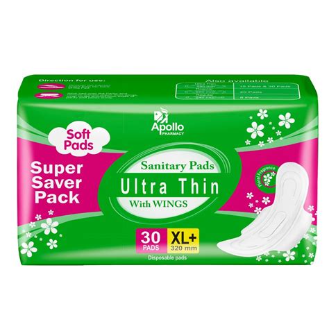 Apollo Pharmacy Ultrathin Sanitary Pads Xl With Wings 30 Count Price