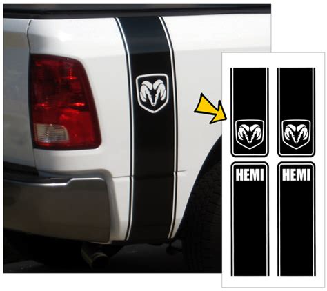 Dodge Ram Hemi Truck Split Style Vertical Bed Stripe Decal Kit Ram