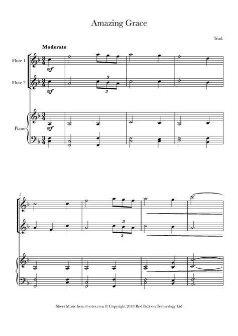 Amazing Grace Sheet Music For Flute Duet Notes Com