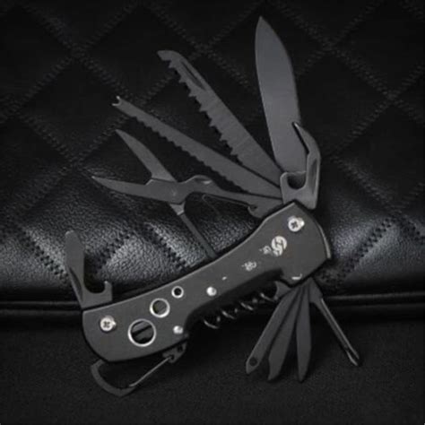 Black Multifunctional Swiss Knife Multi Purpose Army Folding Pocket Knife Outdoor Camping