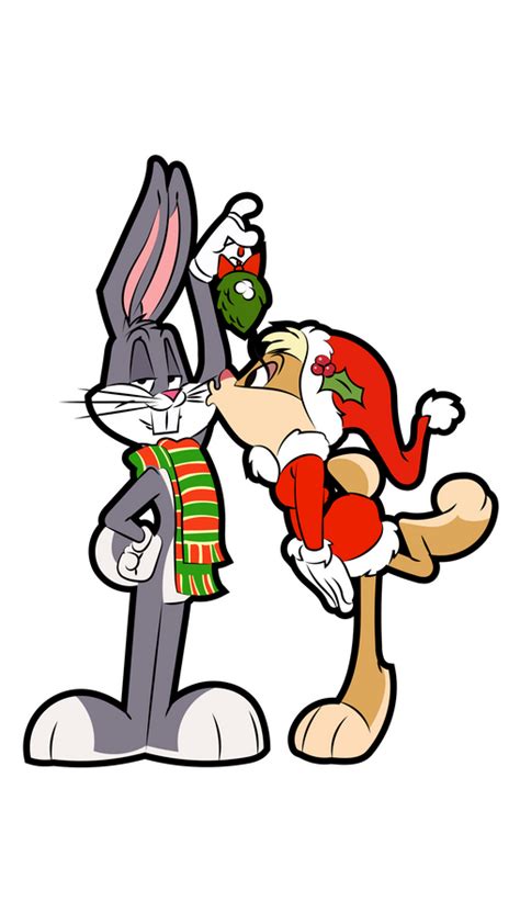 Bugs Bunny And Lola Bunny Under Christmas Mistletoe Sticker Bugs