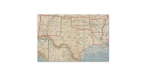 Map Of Texas And Surrounding States Circa 1888 Tissue Paper