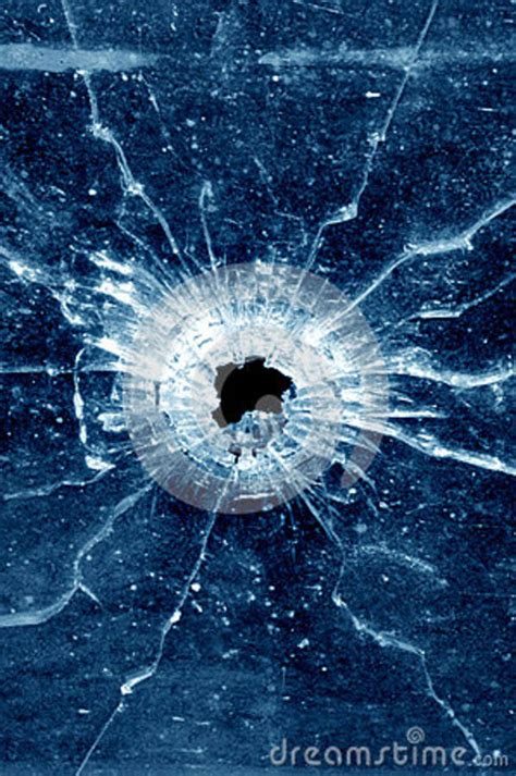 Bullet Hole In Glass Window Stock Photo Image Of