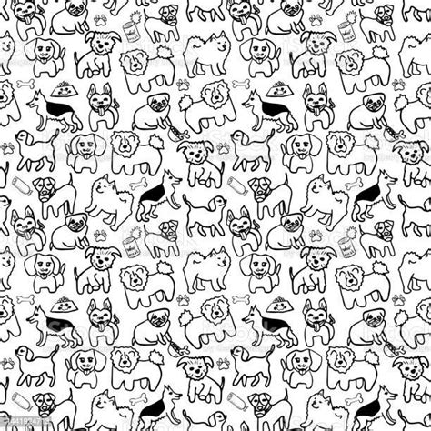 Dogs Doodle Seamless Pattern For Wrapping Paper Wallpaper Textile