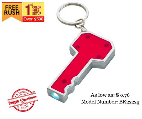 Personalized Key Shape Led Keychains Red Flashlight Keychains