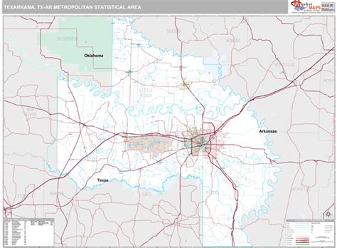 Texarkana Tx Metro Area Wall Map Premium Style By Marketmaps Mapsales