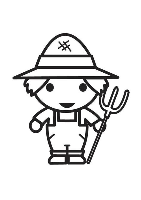 Dibujo de agricultor para colorear y pintar. Dibujo para colorear granjero - Dibujos Para Imprimir ...