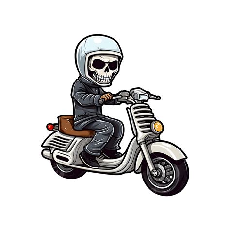 Boney Biker Skeleton Riding Scooter Skeleton Halloween Bike Png