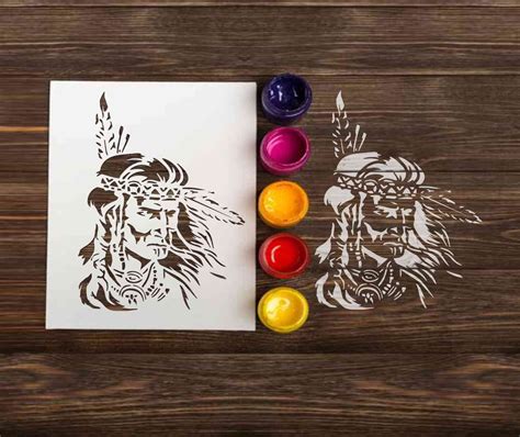 Native American Stencil Reusable Stencils For Painting Indian Chief