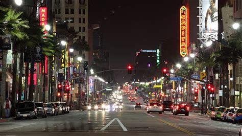 Tl Ws Busy Street At Night Los Angeles California Usa