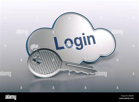 One Cloud With A Key And Text Login Concept Of Computer Web Network