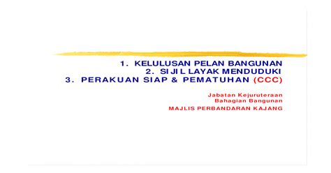 To process ccc/cf application to ensure it is in accordance with set procedures. Borang F Sijil Layak Menduduki
