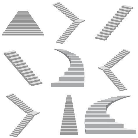 Set Of Stairs On White 1217454 Vector Art At Vecteezy