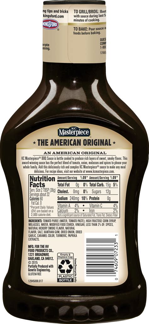 Masterpiece Barbecue Sauce Nutrition Facts Blog Dandk