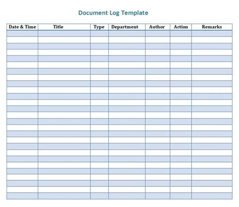 Document Log Templates 7 Free Printable Word Excel