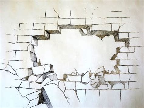 Window and brick wall pencil sketch. How To Draw A Broken Brick Wall (The Original) - YouTube