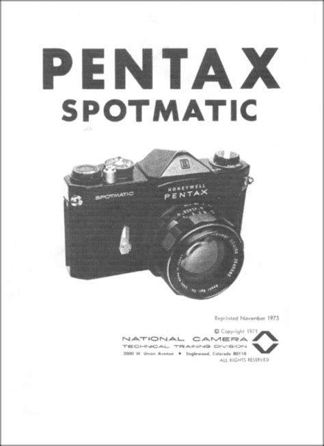 Product Details Pentax Spotmatic Repair Guide Pentax Service