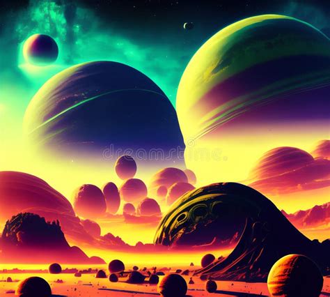 Alien Planet Generative Ai Illustration Stock Illustration
