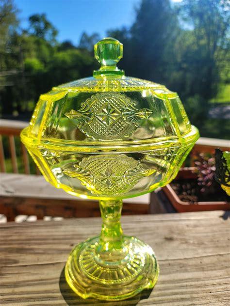 fenton glassware vaseline glass unique antiques compote glass candle holders carnival glass