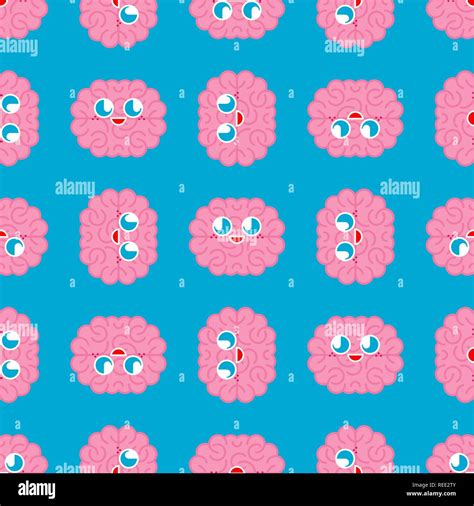 Cute Brain Pattern Funny Brains Cartoon Style Background Baby Cloth