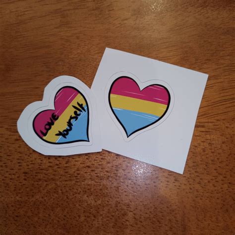Lgbtq Pansexual Pride Flag Heart Shaped Sticker Etsy