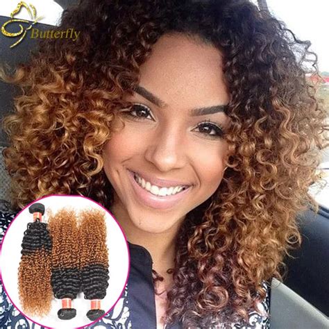 Blonde Brazilian Kinky Curly Virgin Hair 1b 2730 Ombre Kinky Curly Hair Weave Wet And Wavy