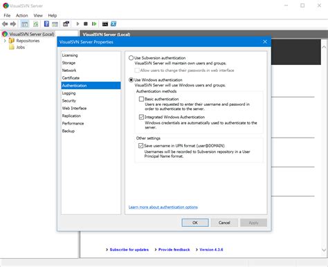 Visualsvn Server Windows Authentication For Subversion
