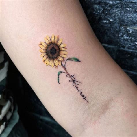 Sunflower in 2021 | Colorful sunflower tattoo, Cursive tattoos