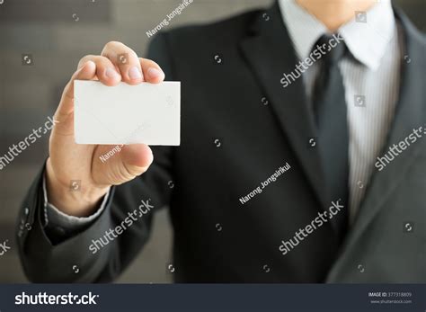 Businessman Showing Blank Business Card Stock Photo 377318809