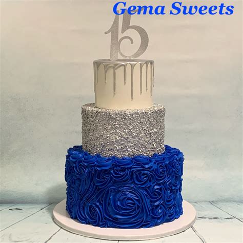 Royal Blue Silver And White Quinceañera Cake By Gema Sweets In 2022