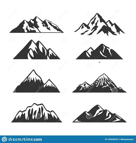 Mountain Silhouette Clip Art Set Stock Vector Illustration Of Clip