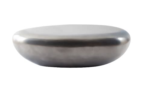 14 h x 42 l x 26 w. River Stone Coffee Table Large, Resin, Polished Aluminum ...