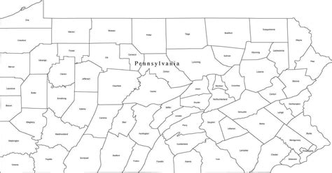 Black And White Pennsylvania Digital Map With Counties