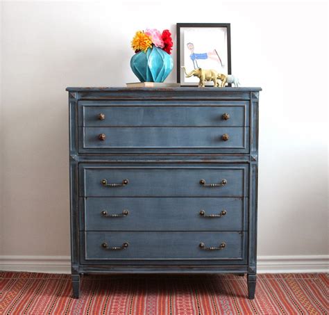 Upcycled boy's dresser with hand drawn and painted star wars bb8 detail. Deep Blue Tall-boy Dresser | Boy dresser, Blue painted ...