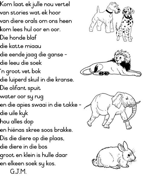 Maklike Kort Afrikaanse Gedigte Vir Kinders Afrikaans Worksheets Images And Photos Finder