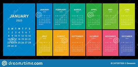 Calendario 2023 Plantilla De Calendario De Color Vectorial La Semana