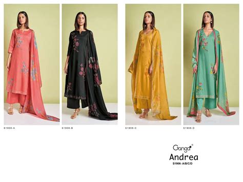 Andrea 1906 By Ganga Fashions Premium Cotton Silk Printed Work Dresses
