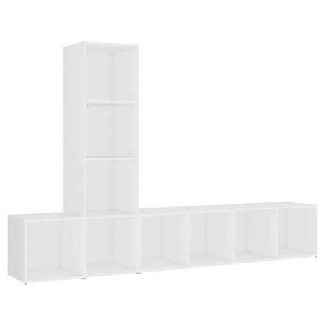 3 Piece Tv Cabinet Set White Chipboard
